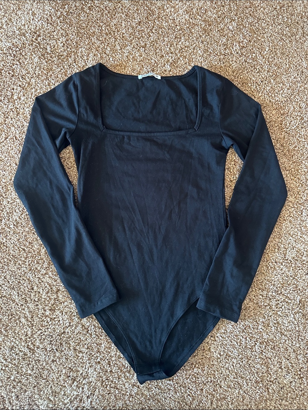 Black Long-Sleeve Square Neck Bodysuit